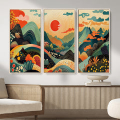 Yayoi Kusama Boho Mountain Landscape Large Wall Art,