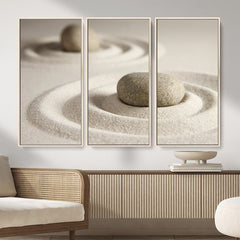 Zen Garden Stone Sand Canvas | Japanese Rock Garden Wall Art