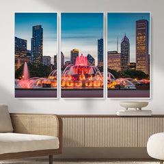 Chicago Wall Art Canvas Print - Chicago City Downtown Night
