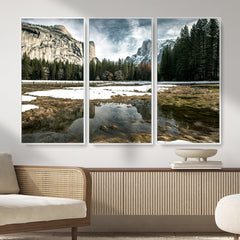 Yosemite Valley Mountain Wall Art Canvas Print, Granite