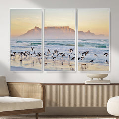 Seagulls Over Ocean Wall Art Canvas Print – Coastal Beach
