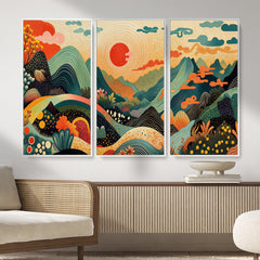 Yayoi Kusama Boho Mountain Landscape Large Wall Art,