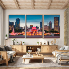 Chicago Wall Art Canvas Print - Chicago City Downtown Night
