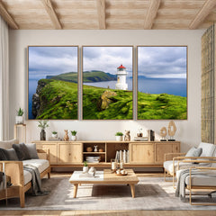 Coastal Lighthouse Wall Art Canvas Print, Cliffside Ocean