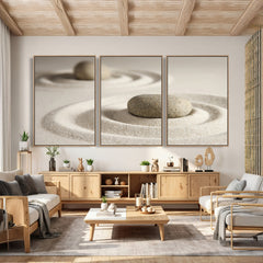 Zen Garden Stone Sand Canvas | Japanese Rock Garden Wall Art