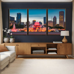 Chicago Wall Art Canvas Print - Chicago City Downtown Night