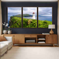 Coastal Lighthouse Wall Art Canvas Print, Cliffside Ocean