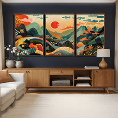 Yayoi Kusama Boho Mountain Landscape Large Wall Art,