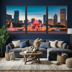 Chicago Wall Art Canvas Print - Chicago City Downtown Night