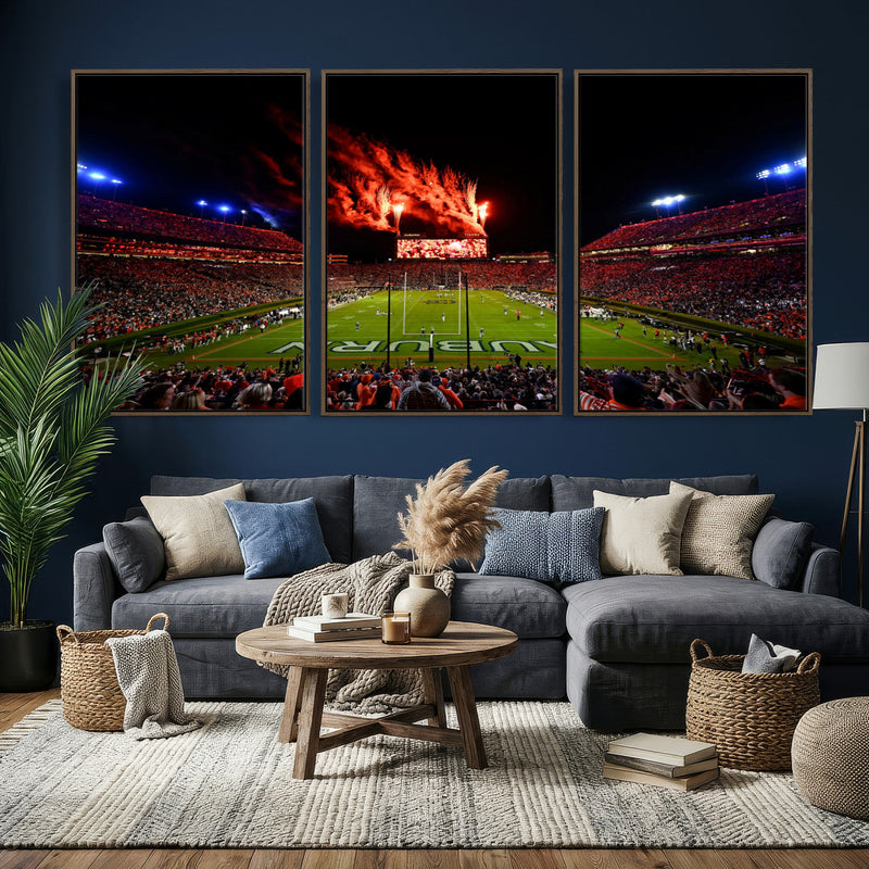 Auburn Stadium Wall Art Canvas Print, College Football Night