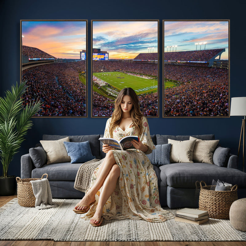 Auburn Stadium Sunset Wall Art Canvas Print, Jordan Hare