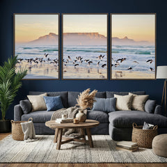 Seagulls Over Ocean Wall Art Canvas Print – Coastal Beach