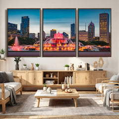 Chicago Wall Art Canvas Print - Chicago City Downtown Night