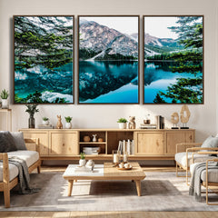 Alpine Mountain Lake Wall Art Canvas Print – Turquoise