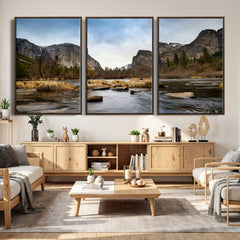 Yosemite Valley Mountain Landscape Wall Art Canvas Print,