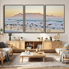 Seagulls Over Ocean Wall Art Canvas Print – Coastal Beach
