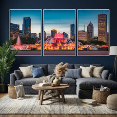 Chicago Wall Art Canvas Print - Chicago City Downtown Night
