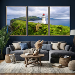 Coastal Lighthouse Wall Art Canvas Print, Cliffside Ocean