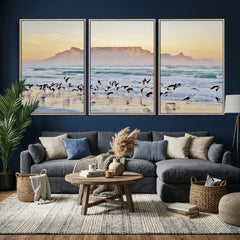 Seagulls Over Ocean Wall Art Canvas Print – Coastal Beach