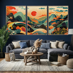 Yayoi Kusama Boho Mountain Landscape Large Wall Art,