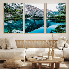 Alpine Mountain Lake Wall Art Canvas Print – Turquoise