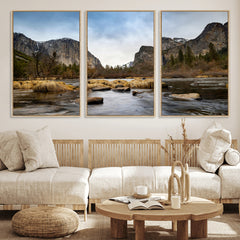 Yosemite Valley Mountain Landscape Wall Art Canvas Print,