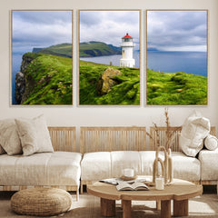 Coastal Lighthouse Wall Art Canvas Print, Cliffside Ocean