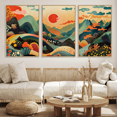 Yayoi Kusama Boho Mountain Landscape Large Wall Art,