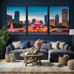 Chicago Wall Art Canvas Print - Chicago City Downtown Night