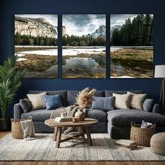 Yosemite Valley Mountain Wall Art Canvas Print, Granite