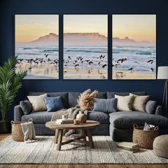 Seagulls Over Ocean Wall Art Canvas Print – Coastal Beach