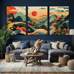Yayoi Kusama Boho Mountain Landscape Large Wall Art,