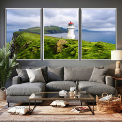 Coastal Lighthouse Wall Art Canvas Print, Cliffside Ocean