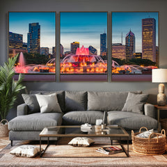 Chicago Wall Art Canvas Print - Chicago City Downtown Night