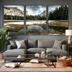 Yosemite Valley Mountain Wall Art Canvas Print, Granite