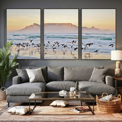 Seagulls Over Ocean Wall Art Canvas Print – Coastal Beach