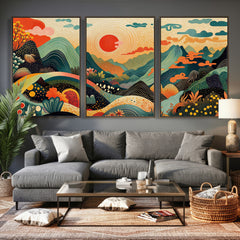 Yayoi Kusama Boho Mountain Landscape Large Wall Art,