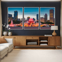 Chicago Wall Art Canvas Print - Chicago City Downtown Night