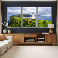 Coastal Lighthouse Wall Art Canvas Print, Cliffside Ocean