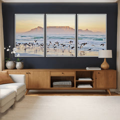 Seagulls Over Ocean Wall Art Canvas Print – Coastal Beach