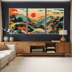 Yayoi Kusama Boho Mountain Landscape Large Wall Art,