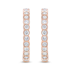 18K Rose Gold 1 Cttw Round Bezel-Set Diamond Hoop Earrings (F-G Color, VS1-VS2 Clarity)