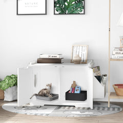 Cat Litter Box Nightstand End Table Enclosure