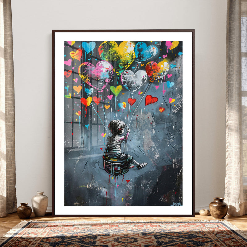 Banksy Balloon Canvas, Banksy Graffiti Art, Balloon Poster,