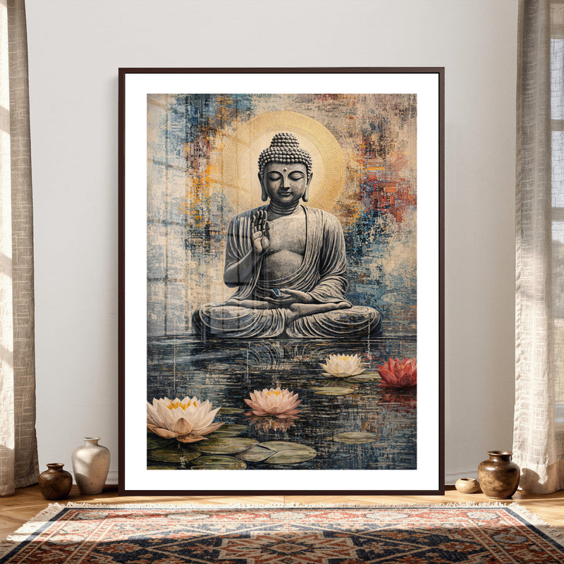 Serene Buddha with Lotus Flowers | Tranquil Meditation Art |