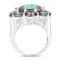 11.45 Carat Genuine Rainbow Quartz .925 Sterling Silver Ring