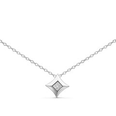 10K Yellow Gold 1/5 Cttw Bezel Set Princess Diamond Kite Shaped Solitaire Pendent Necklace