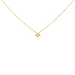 10K Yellow Gold 1/5 Cttw Bezel Set Princess Diamond Kite Shaped Solitaire Pendent Necklace