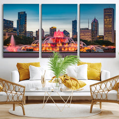 Chicago Wall Art Canvas Print - Chicago City Downtown Night