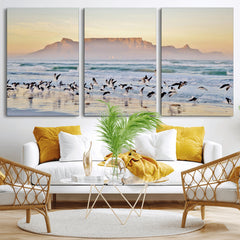 Seagulls Over Ocean Wall Art Canvas Print – Coastal Beach